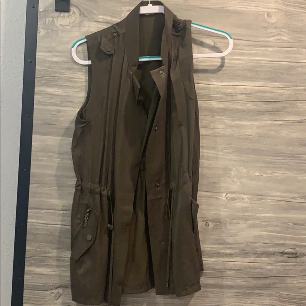 Olive green soft long vest
